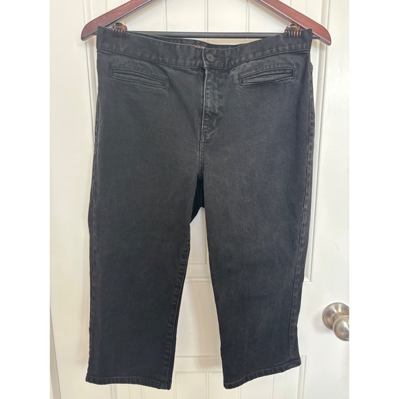 Lauren by Ralph Lauren Black Denim Flat Front Capris Straight Leg No Back Pocket - Picture 1 of 3